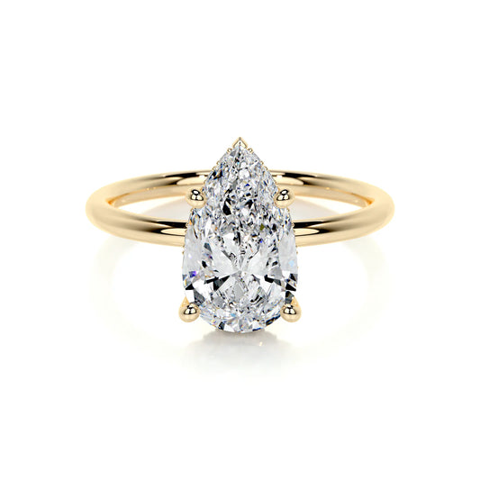 Halo Lab Grown Diamond Ring . Yellow Gold