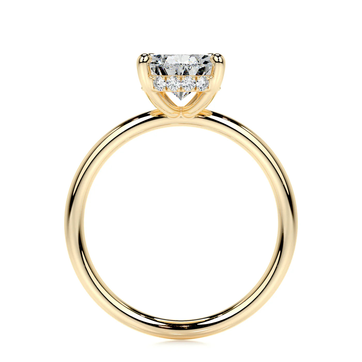 Halo Lab Grown Diamond Ring . Yellow Gold