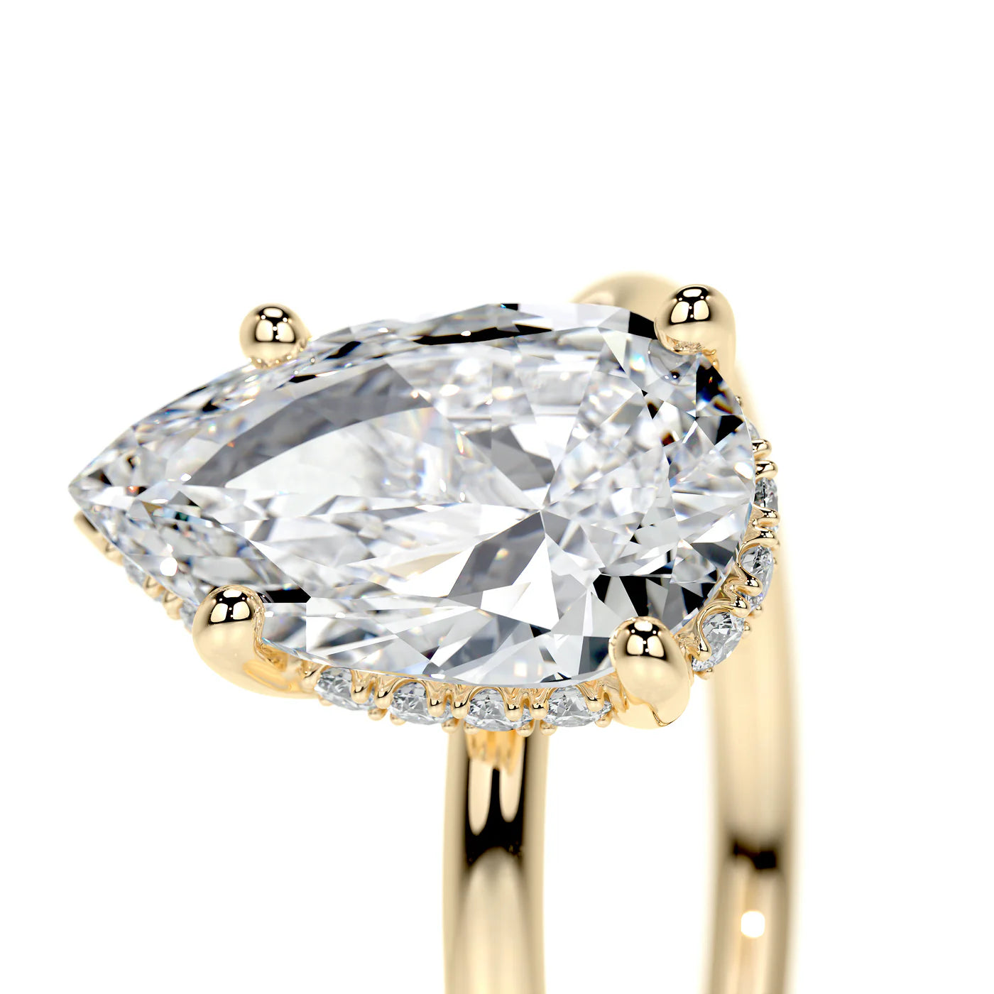 Halo Lab Grown Diamond Ring . Yellow Gold